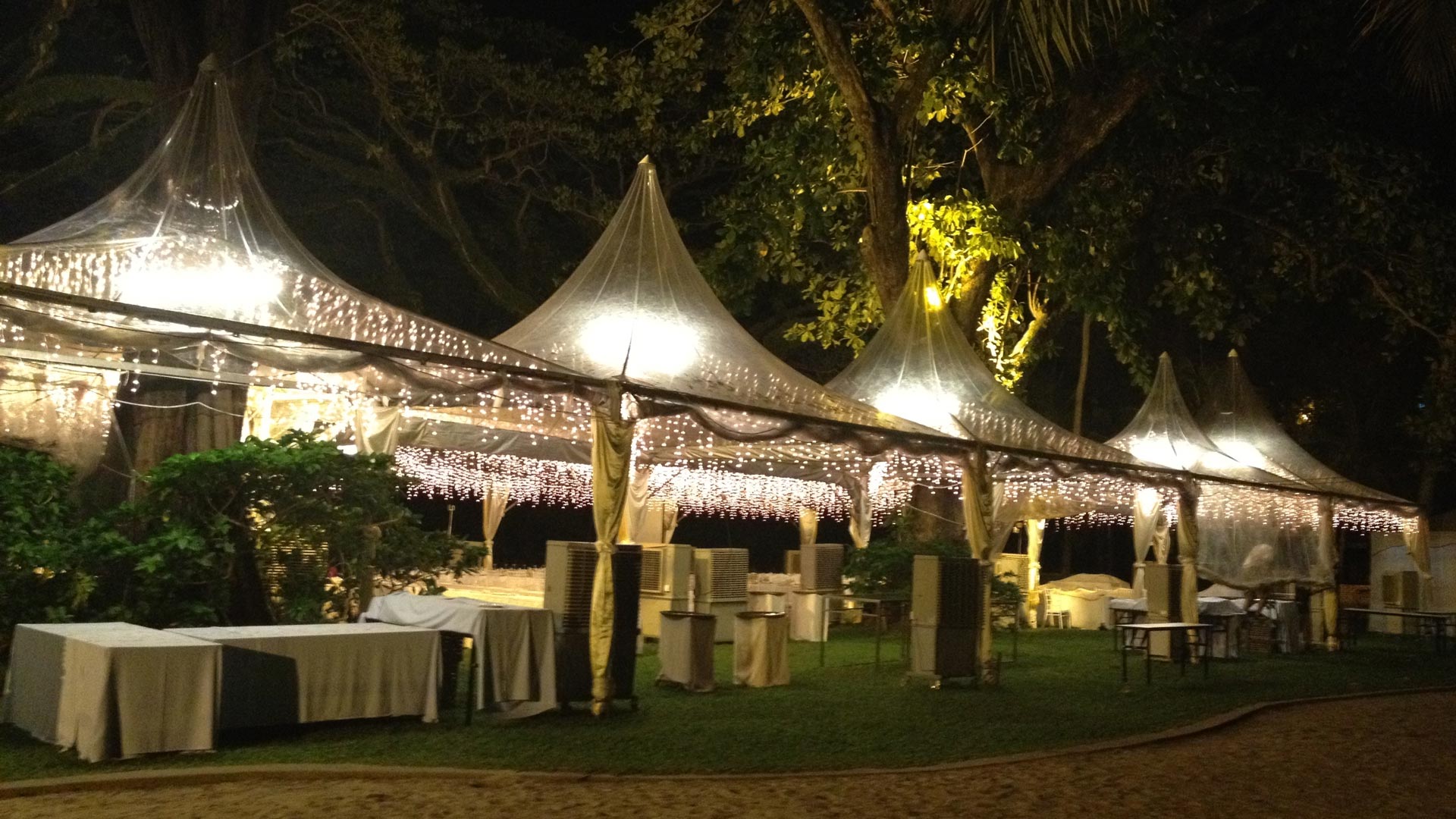 Transparent Arabian canopy tent with fairy lights