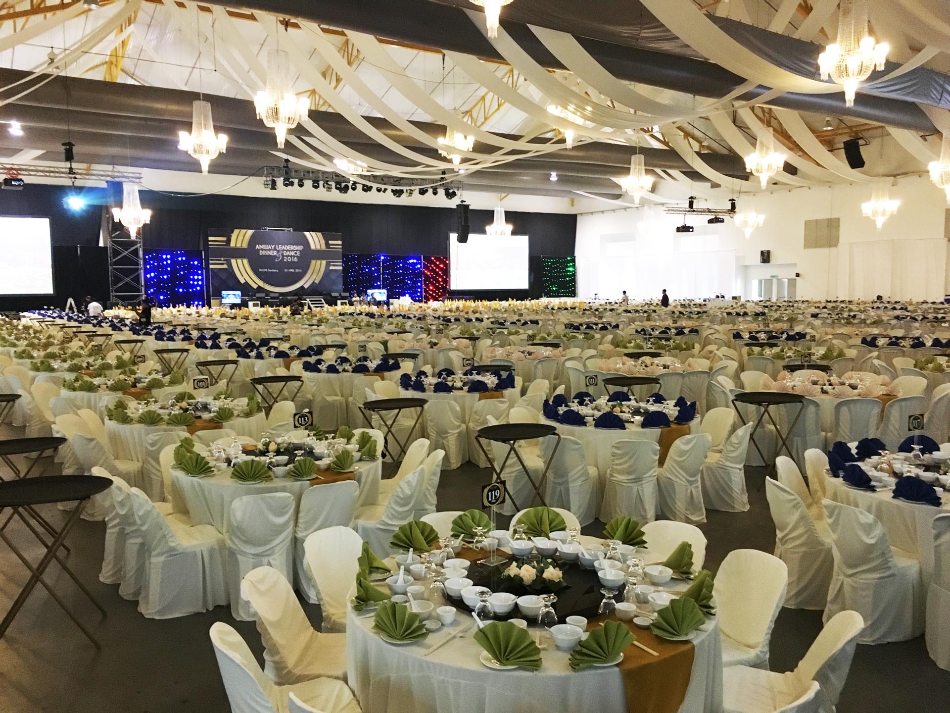 Dining hall laid out inside a large TentHouz marquee build