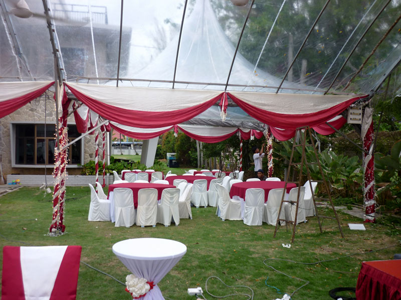 Transparent canopy tent with fairy lights